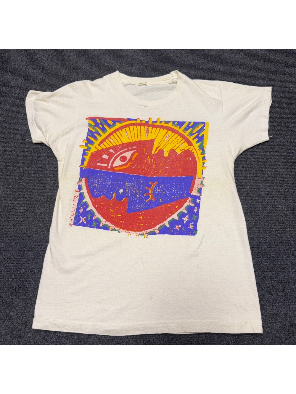 Vintage OMD Men's T-Shirt [Size] Cream Color Graphic 1986 Tour